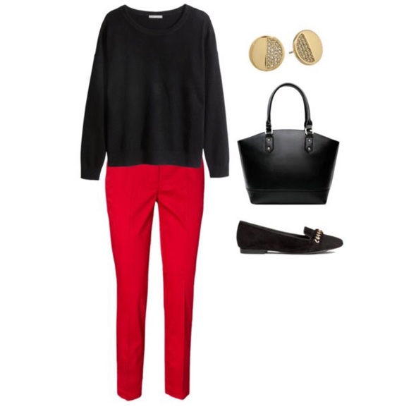 Natori Red Crepe Slim Pants Size Medium - Picture 9 of 13